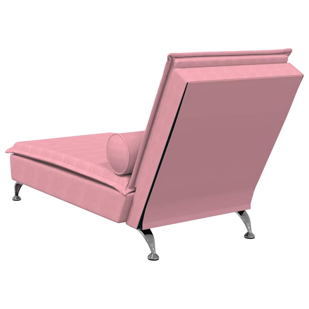 Generico Chaise Longue Massaggi con Cuscino Rosa in Velluto,Sedie,Chaises-longues-379453