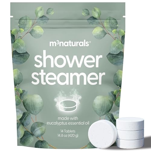 Eucalyptus Aromatherapy Shower Steamers Supports Sinus Relief Relaxation Sleep and Post-Workout Recovery 14 Individually Wrapped Essential Oil Tablets by M3
