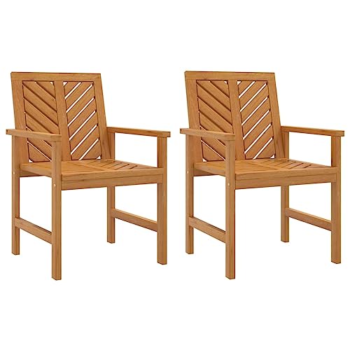 vidaXL Lot de 2 Chaises à Manger de Jardin, Sièges avec Accoudoirs et Dossier, Fauteuils avec Cadre en Bois, Meubles de Jardin Terrasse, Bois Massif d'Acacia