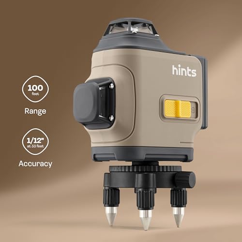 Hints 3D Laser Level Self-Leveling 3x360°, 3 Beams, 100Ft, ±1/12" Accuracy, IP54, Outdoor Pulse Mode, Remote and Gesture Control, Type-C Charging, Storage Case and E xtra Li-ion Battery included - image 6