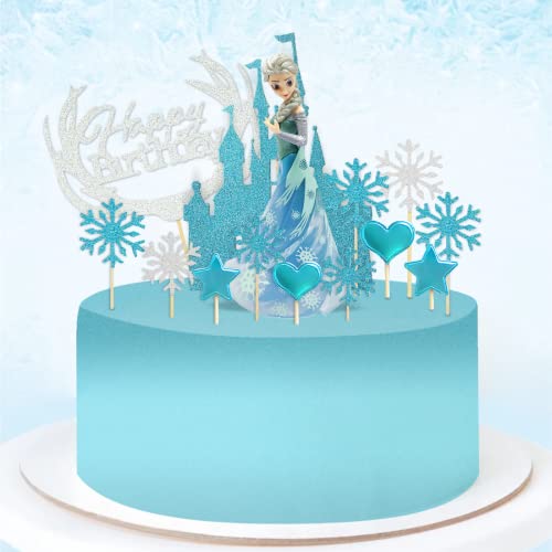 Adornos Tartas Cumpleaños, 33 Piezas Frozen Decoracion para Tartas Infantiles, Figuras Tarta Cumpleaños, Decoracion Tartas Cumpleaños, Cake Topper Niña