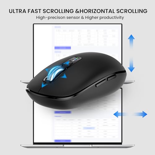 Wireless Bluetooth Mouse,USB+BT×2,Multi Device Ergo Full Size Mouses - image 3