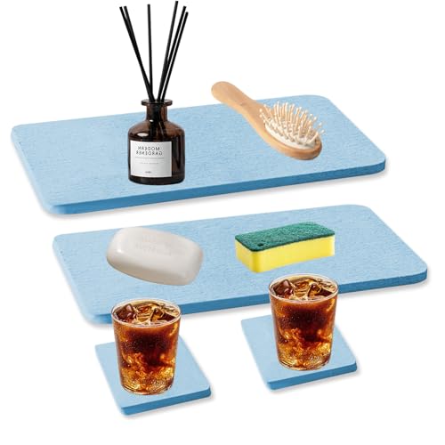 GAESHOW Sottobicchiere di Terra di Diatomee, 4 Pezzi Sottobicchiere da Scrivania Assorbente, Sottobicchieri da Bar Antiscivolo per Tavolino da Caffè Tazza Autoasciutta Assorbente ad Acqua Veloce (B)