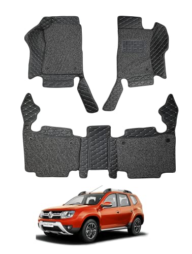 Image of Auto Hub Premium 7D car mat Renault Duster, Luxury Double-Stich 7d Car Floor Mat Complete Set, 100% Waterproof and Washable, Color : Black