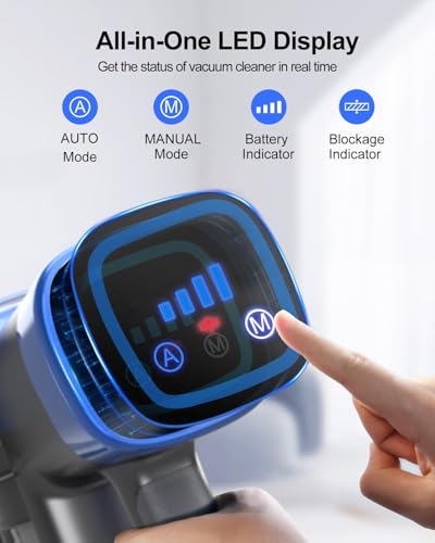 Cordless Vacuum Cleaner, 450W 38Kpa Vacuum Cleaners for Home, Stick Vacuum with Charging Dock Automatically Adjust Suction Brushless Motor, Wireless Handheld Vacuum for Pet Hair/Carpet/Hard Floor