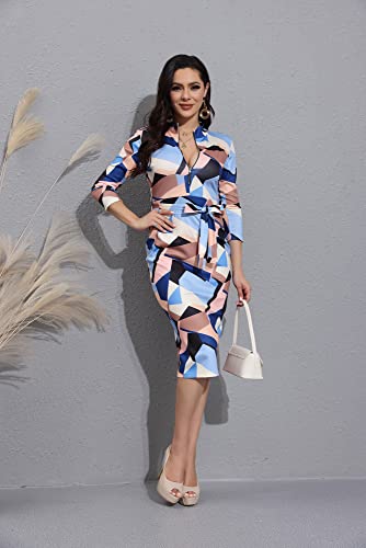 Image of ECHOINE Women's Vintage Print Bodycon Midi Dress Sleeveless Mock Neck Slim Fit Party Club Dress
