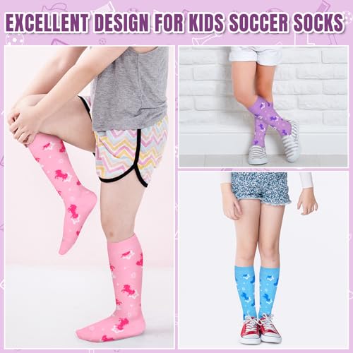 3 Pairs Kids Toddler Soccer Socks for Girls Soccer Athletic Socks Youth Football Socks Toddler Knee High Socks Kids2