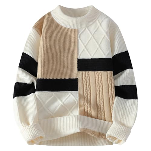 Jersey de punto para hombre invierno suéter de cuello redondo informal cálido moderno