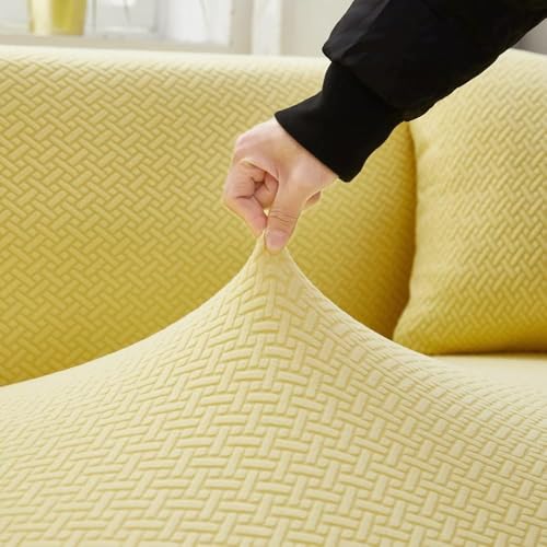 Housse de canapé d'angle lavable et extensible, revêtement en velours jacquard tout compris - 5
