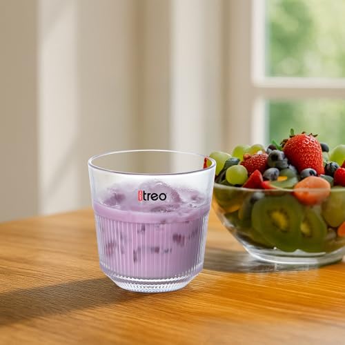 Image of Treo by Milton Aurora Juice Tumbler I Premium Glass Set of 6, 250 ml Each for Water, Cold Drink I Perfect for Home, Restaurants and Parties