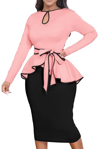 Image of Women's Bodycon Vintage Dresses Elegant Peplum Dresses for Women Business Work Office