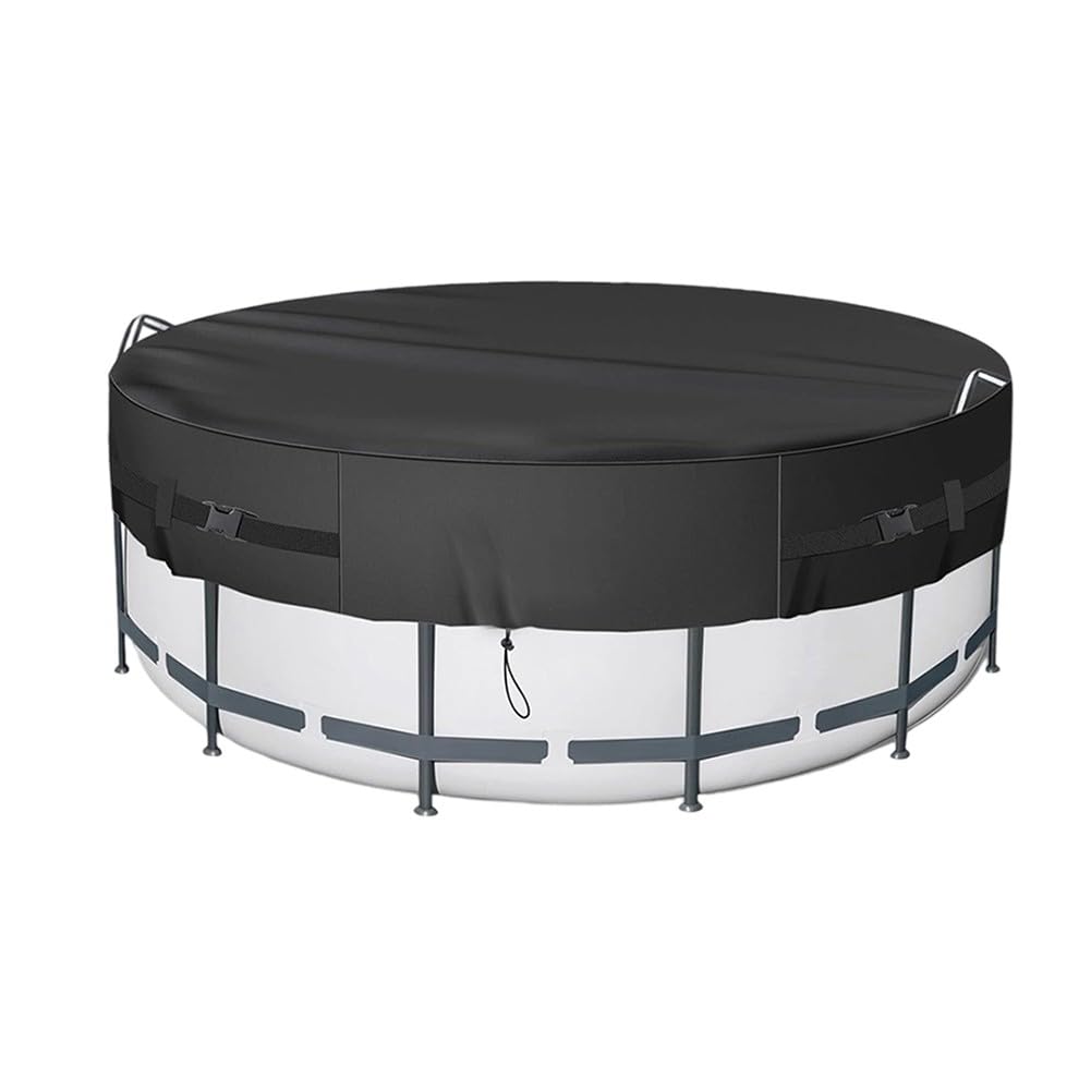 Copertura rotonda per piscine da 2,4/3,0/3,6 m, impermeabile, con corde di fissaggio e picchetti, protezione UV e protezione termica, per piscine da giardino, trampolini e mobili da esterno