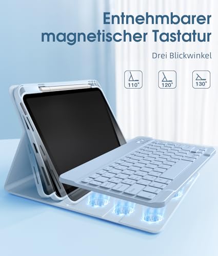 Vobafe Hülle mit Tastatur für iPad A16 11 Generation 2025/10 Gen 2022 10,9" – Ansicht 3