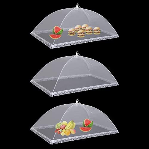 Mesh Food Covers for Outside,3 Extra Large 40"X24" Jumbo Pop-Up Mesh Food Tent Umbrella Food Cover for Outside BBQ Camping Party Picnic Accessories Keep Out Fly Bug Mosquito