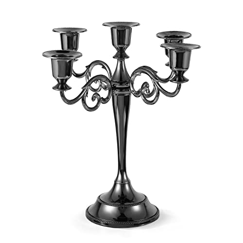 Dyna-Living Candle Holder Metal Candelabra Candle Holders 5 Arms Black Candlestick Holders Centerpiece Decorative Taper Candles Holder For Wedding, Dining, Party, Church #TOP27