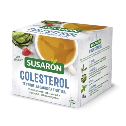 Susarón | infusión Colesterol Te verde, Alcachofa y Ortiga| Sabor Frambuesa | Caja 10 bolsitas