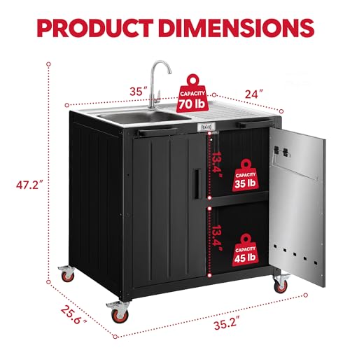 Image of Feasto Modular Outdoor Kitchen Island with Stainless Steel Sink and Faucet