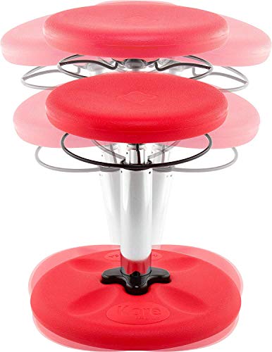 Image of Kore Kids Adjustable Wobble Stool, Ages 6-11, 14-19in Tall, Red | Flexible seating for classroom and home boosts focus, improves posture and channels energy; anti-tip base; Made in USA