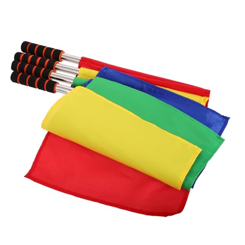 Garneck 4pcs Soccer Referee Flags High Visibility Checkered Signal Flags with Stainless Steel Pole Sponge Handle for Football Volleyball Matches Portable Design