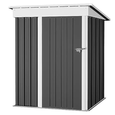 Furniwell Outdoor Storage Shed, Metal Garden Sheds Outdoor Storage House with Single Lockable Door for Backyard Patio Lawn (Gray, 5 x 3 FT)