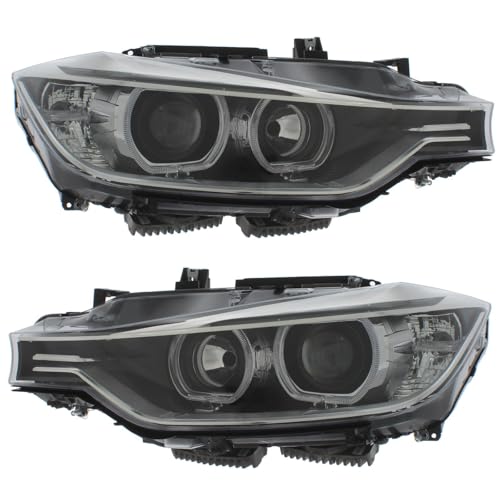 Image of XYZ Parts Upgrade Projector Angel Eye Headlights Compatible with BMW 3 Series F30 F31 2011-2015 Chrome Inner LED Twin With LED Daytime Running Lights Boxed Pair Replacements