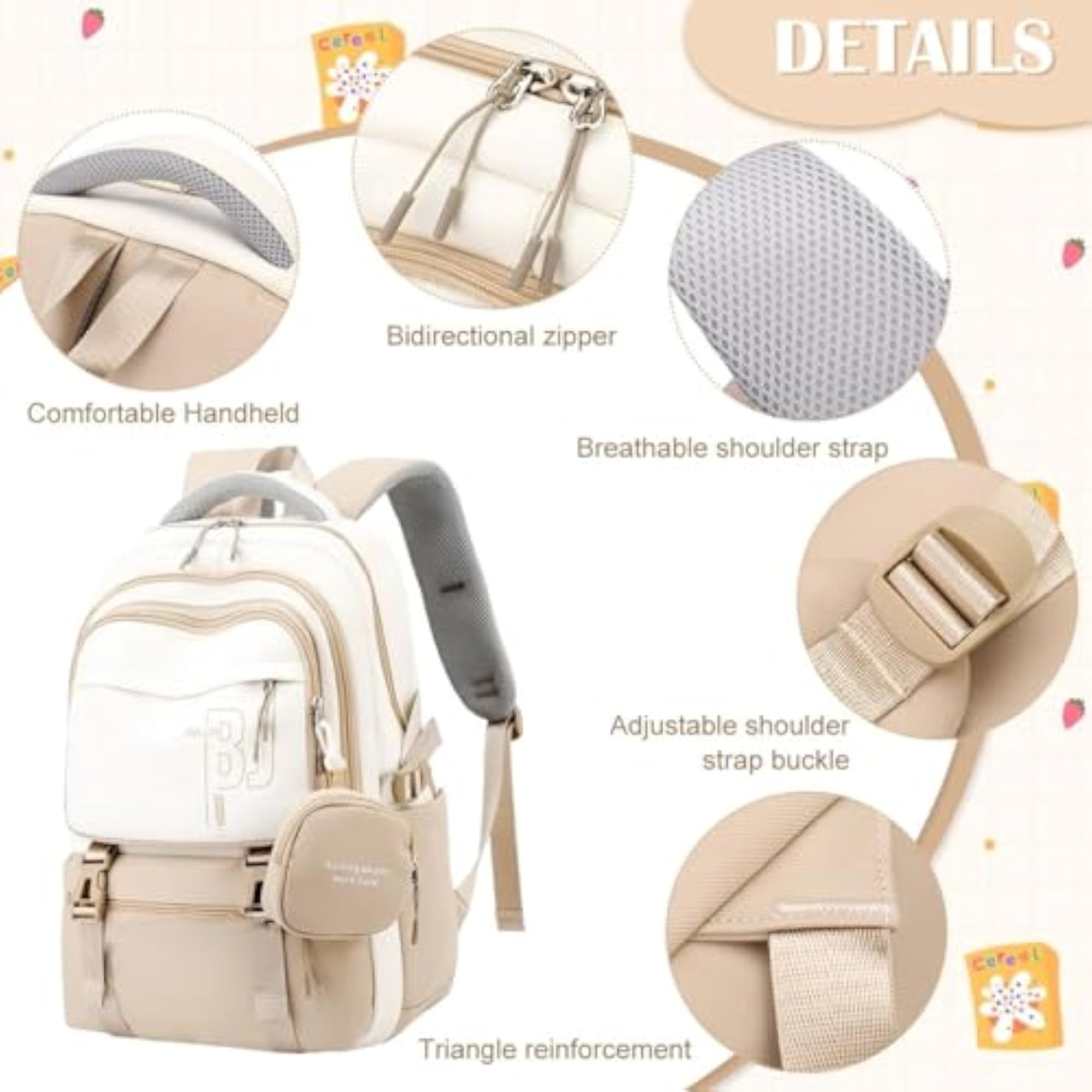 Laptop Backpack for Women with Zipper Pouch