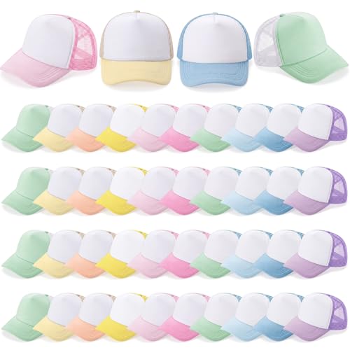 Image of 40 Pack Sublimation Blank Trucker Hat Bulk Wholesale Mesh Baseball Cap for Women Men DIY Hat Bar Party
