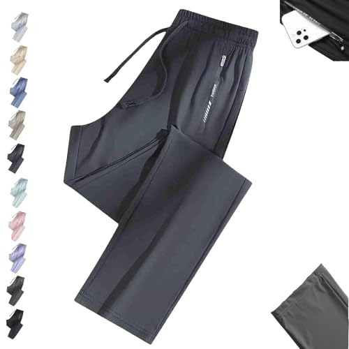Nallywear Stretch Pants, Cooling Ultra Soft Perfect Drape Casual Pants, Pull on Ice Silk Comfort Everyday for Women Men(Dark Gray,X-Large_Straight)