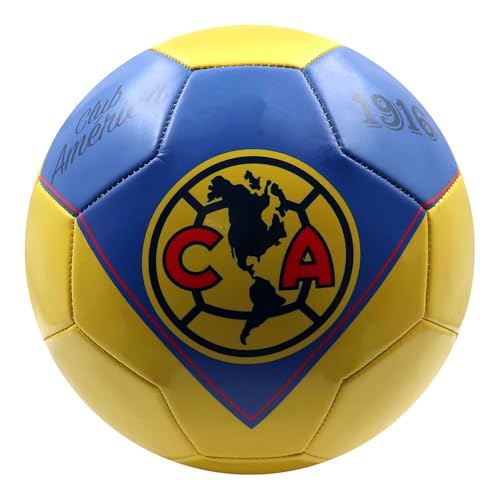 Voit Club América Size 5 Soccer Ball - Officially Licensed Liga MX Merchandise with Heritage Amarillo Design- 32-Panel Machine-Stitched Pro Soccer Ball for True Ball Flight- Ideal Gift for USA Fans