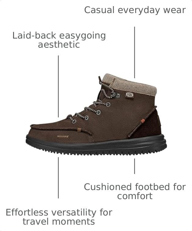 Image of HEYDUDE Men's Bradley Lace Up Boot | Padded Ankle Collar | Metal Lace Hooks, Moc Toe Construction, Textured Outsole, Contrast Heel Panel