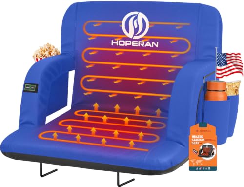 HOPERAN 25in Heated Stadium Seats with Back Support, Dual Control, Blue