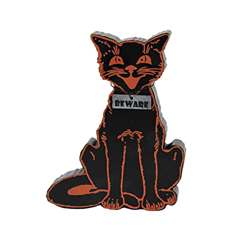 Primitives by Kathy Beware Black Cat Halloween Home Décor Chunky Sitter