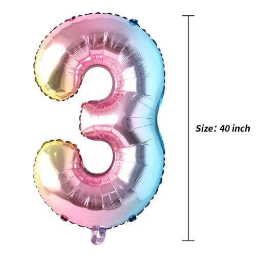 Reians R3 40 Inch Rainbow Gradient Colorful Big Size Number Foil Helium Balloons Birthday Party Celebration Decoration Large Globos thumb #4