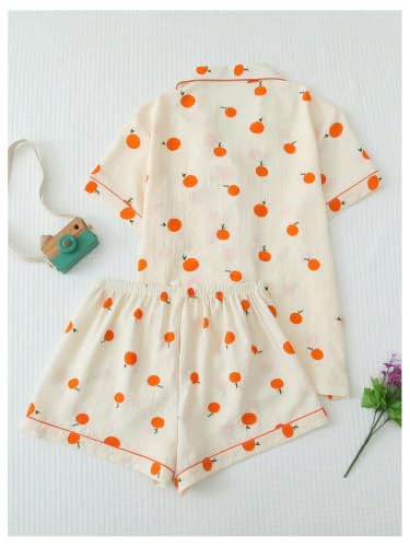 Image of Verdusa Pajamas For Women Set 2 Piece Summer Pajama Sets Cute Pjs Lounge Matching Button Shirt with Shorts