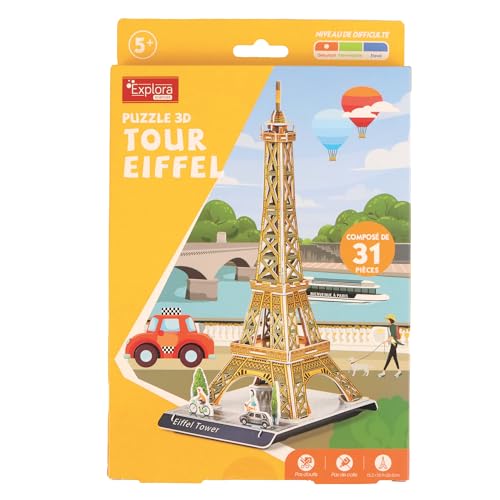 EXPLORA - Eiffelturm - 3D-Puzzles 540010 - 31 Teile - Historisches Denkmal - Level 2 - Ohne Kleber oder Schere - Bildungs - Paris - Konstruktionsspiel - Geschenk - Modell - Ab 5 Jahren
