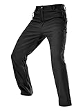 FREE SOLDIER Men's Fleece Lined Outdoor Cargo Hiking Pants Water Repellent Softshell Snow Ski Pants with Zipper Pockets(Black 34W x 32L)