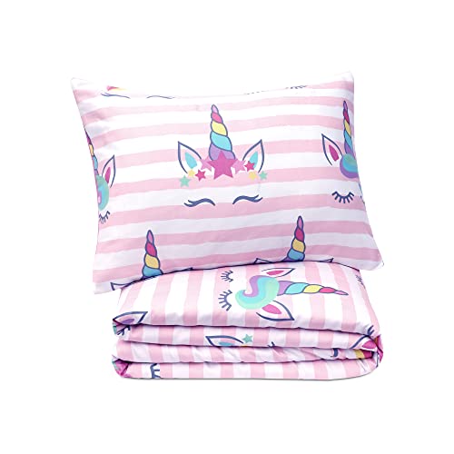 Boston Linen Co. 100% Cotton 2 Piece Twin Duvet Cover Kids Unicorn Patterned Cartoon Comforter Cover & Pillowcase With Button Closure Soft And Luxury Twin Girls Bedding Set #TOP1