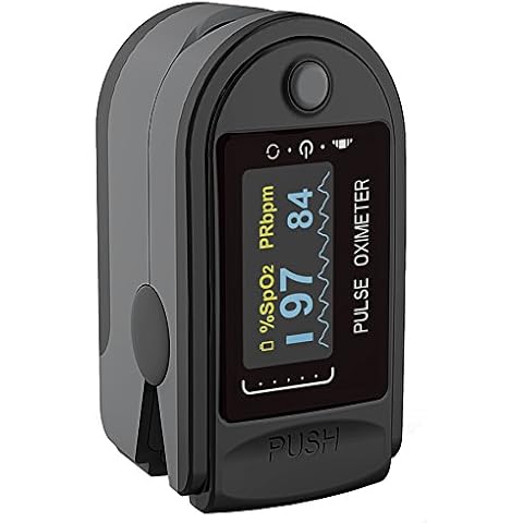 Concord Health Supply EAD Elite Fingertip Pulse Oximeter Blood Oxygen Saturation Monitor w/Alarms, 6-Position Display of Pulse and SpO2, Includes Silicon Cover, Carrying case, Batteries & Lanyard Cover