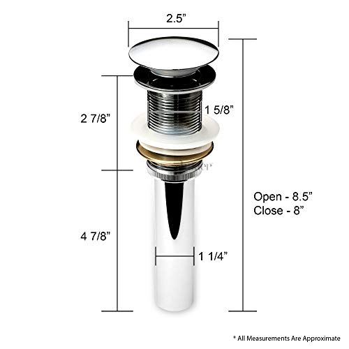 Luxier Ds01-Tc 1 5/8" Bathroom Faucet Vessel Vanity Sink Pop Up Drain Stopper Without Overflow Chrome #TOP4