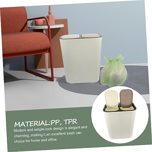Caneca de basura para cocina Unomor blanca beige 13.2x11.4x8.2 in miniatura 4