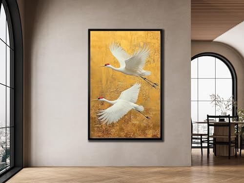Tableau sur toile grue pour créer un salon zen et bureau japonais