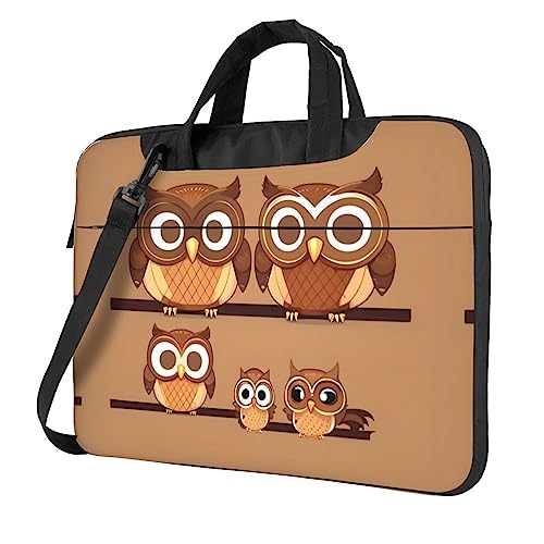 Sac ordinateur portable 14 pouces et 39.6 cm sacoche hiboux marron