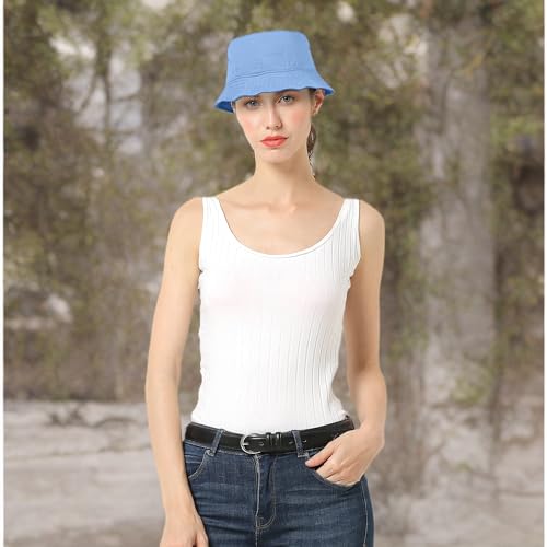 Image of Falari Men Women Unisex Cotton Bucket Hat 100% Cotton Packable for Travel Fishing Hunting Summer Camp