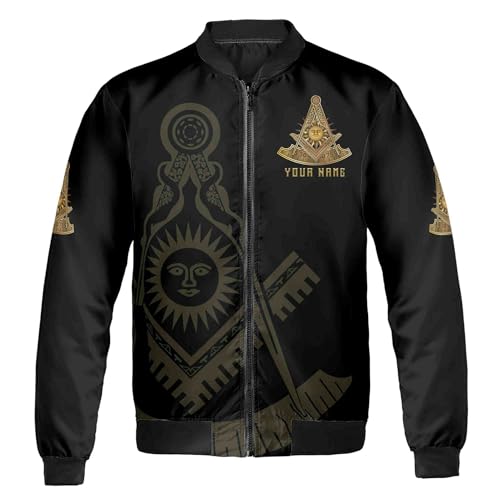 Custom Lodge Name Number Masonic Past Master Sun Freemason Unisex Bomber Jacket S-5XL3