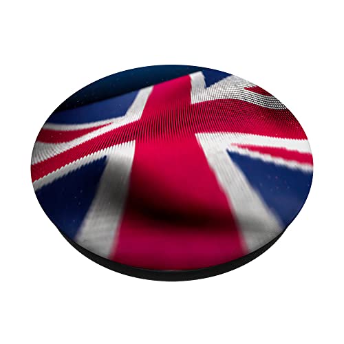 Wavy Vintage UK Union Jack Flag Design For United Kingdom PopSockets Swappable PopGrip, Black - Image 2