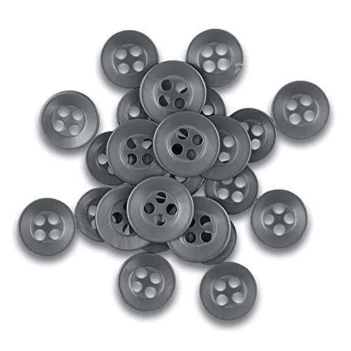 Buttonmode Standard Shirt Buttons 22Pc Set Includes 8 Shirt Front Buttons (11Mm Or 7/16 In), 7 Sleeve Buttons (10Mm Or 3/8 In) & 7 Collar Buttons (9Mm Or Almost 3/8 In), Gray Dark, 22-Buttons #TOP7