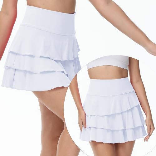 YuKaiChen Women's High Waist Athletic Tennis Golf Skirts Layered Ruffle Pleated Sports Casual with Pockets2