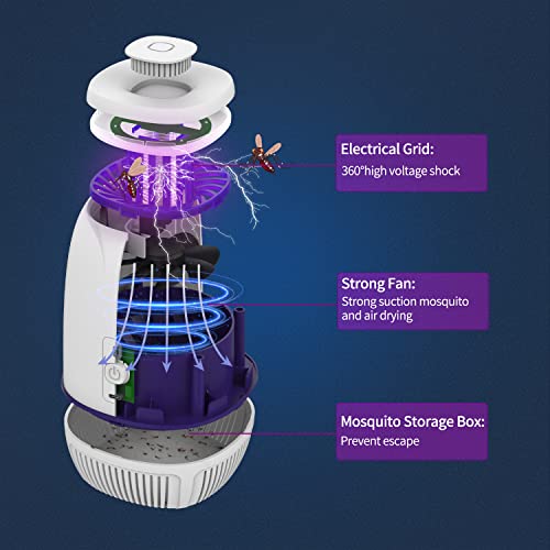 Molemo Bug Zapper Indoor, Portable Mosquito Bug Zapper Flying Insect Trap Energy Saving 3W For Gnats, Flies, Moths Insect Catcher & Killer For Home Patio Outdoor Electric Bug Zapper #TOP7