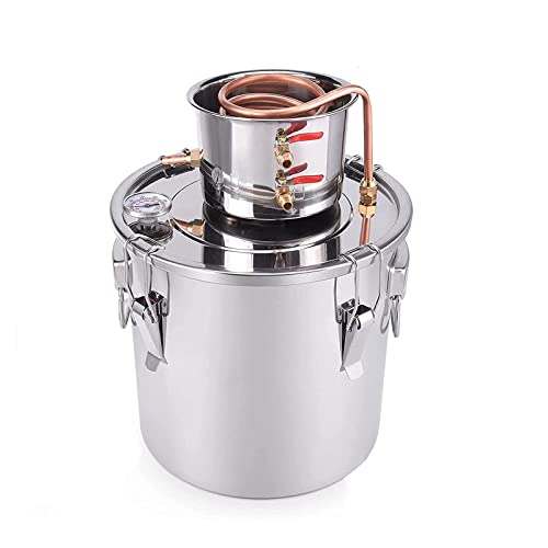 Utilizzo conveniente: il kit del distillatore contiene un termometro in metallo, visualizza gradi Celsius e Fahrenheit, in modo da poter osservare più facilmente i cambiamenti di temperatura nel fermentatore mentre lo si utilizza. Il fondo della canna è particolarmente spesso, che può supportare una varietà di metodi di riscaldamento, come: stufa a gas, legna da ardere, stufa elettrica in ceramica, ecc.