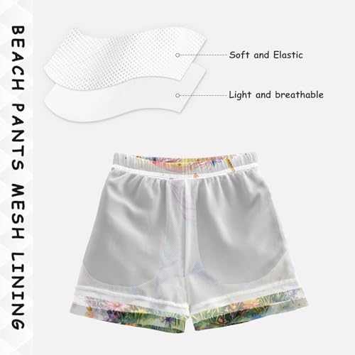 Pigsaly Boys Swim Trunks Cute Unicorn Hearts Boys Board Shorts Swimsuit Swimwear Summer Bathing Suit 3T4